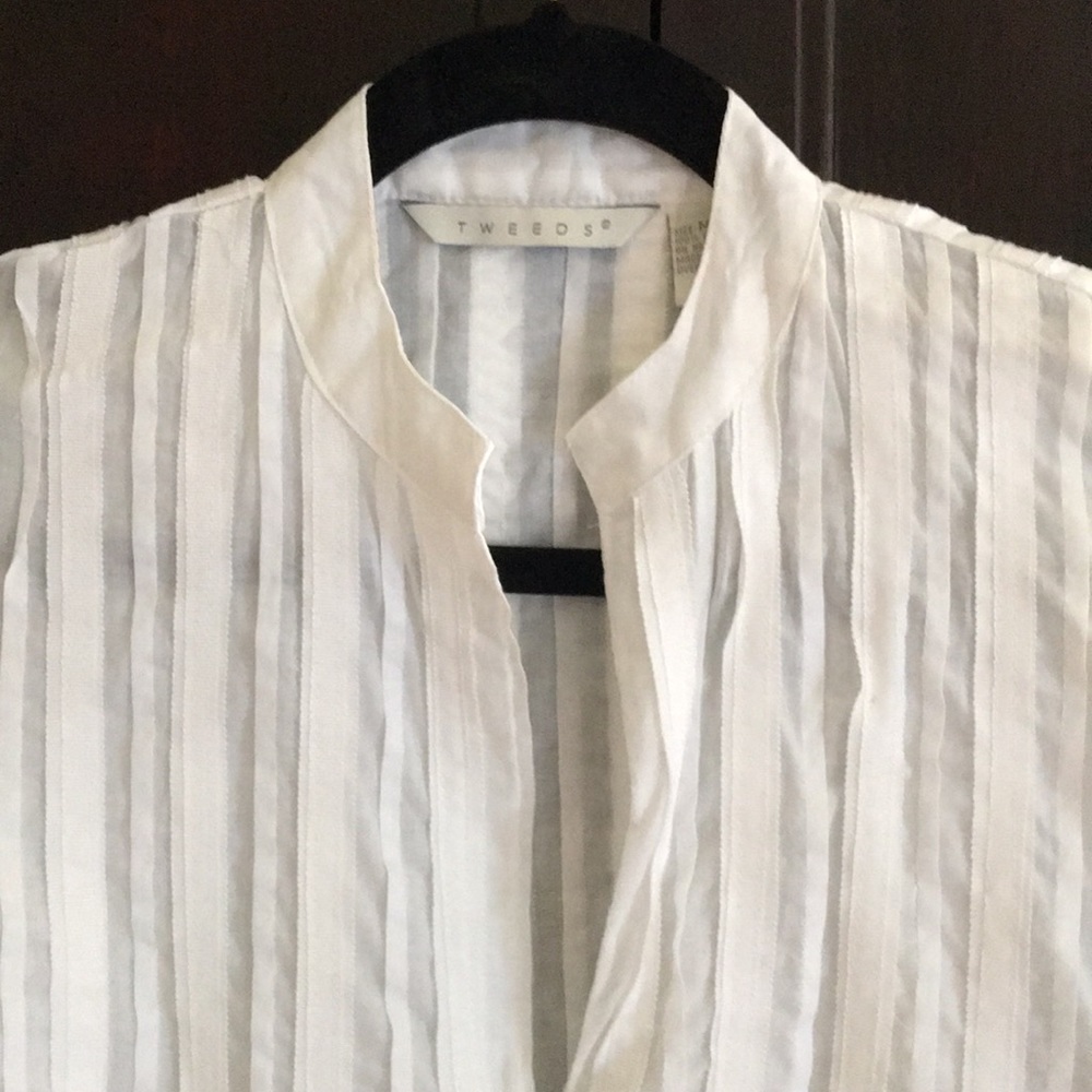 🔥TWEEDS 100% cotton sheer white top - M